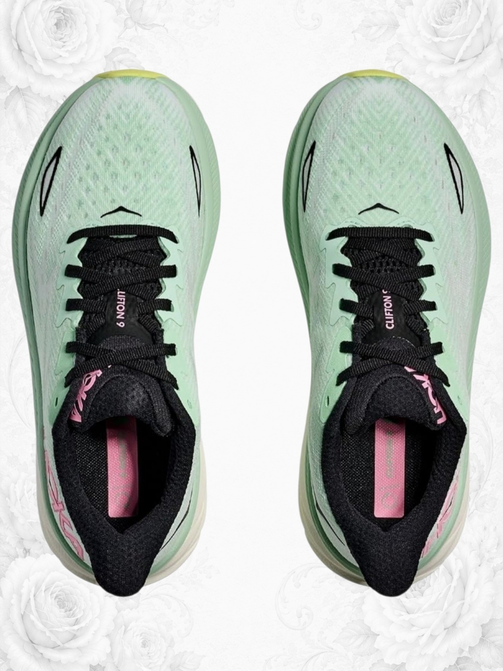 Hoka Clifton 9 Running Shoes Women's 9B Mint Green Pink Athletic Sneakers - Picture 2 of 11